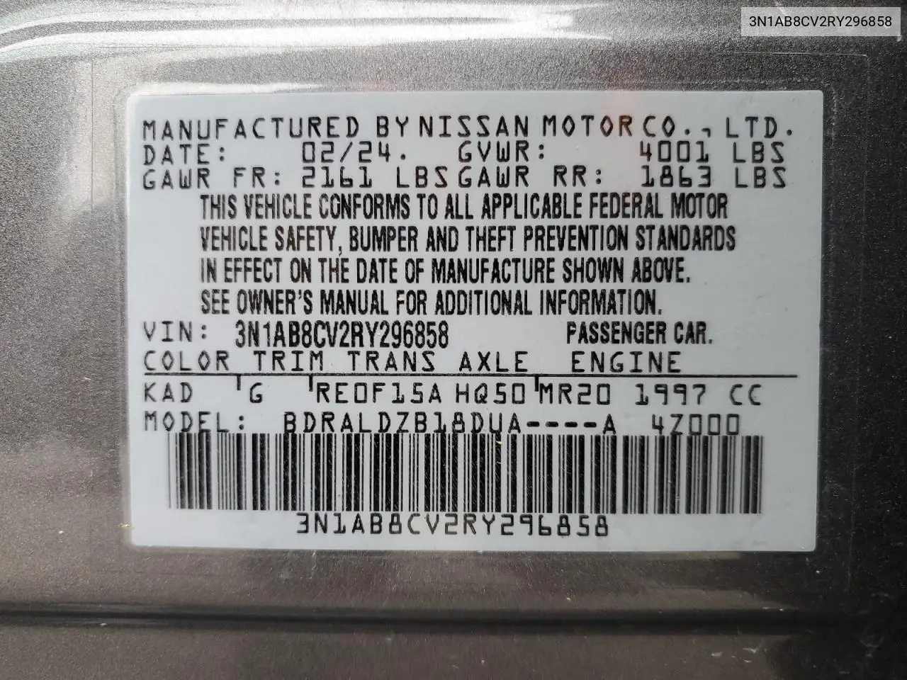 3N1AB8CV2RY296858 2024 Nissan Sentra Sv