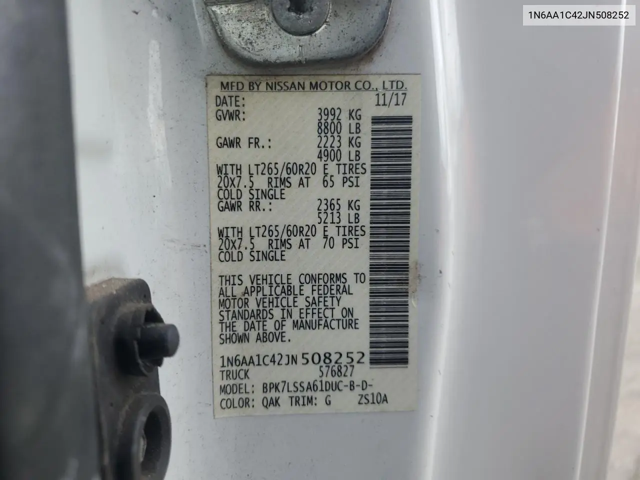 1N6AA1C42JN508252 2018 Nissan Titan Xd Sv