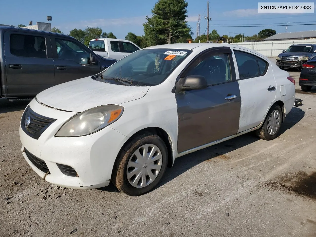 2014 Nissan Versa S VIN: 3N1CN7AP0EL847388 Lot: 67336024