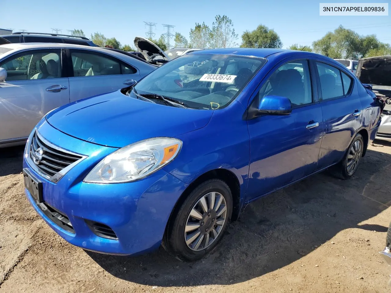 2014 Nissan Versa S VIN: 3N1CN7AP9EL809836 Lot: 70333674