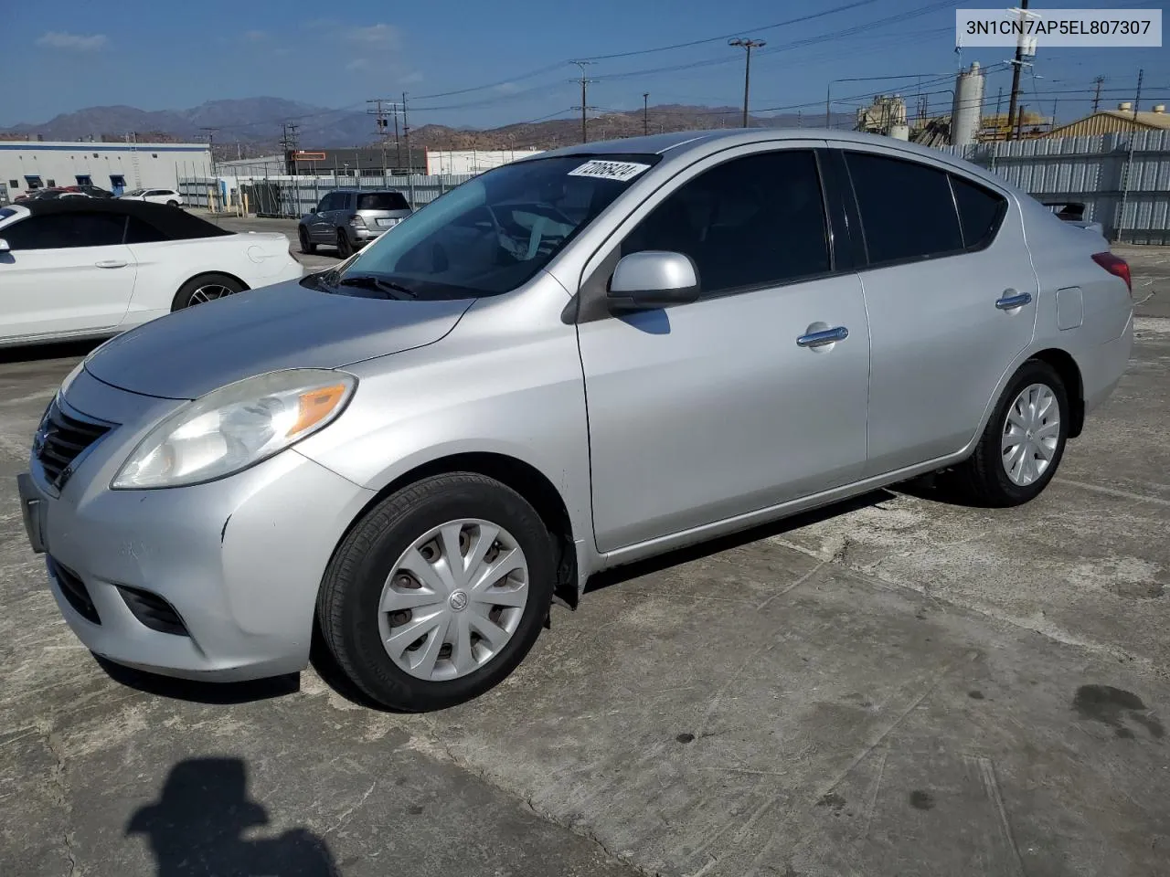 2014 Nissan Versa S VIN: 3N1CN7AP5EL807307 Lot: 72066424