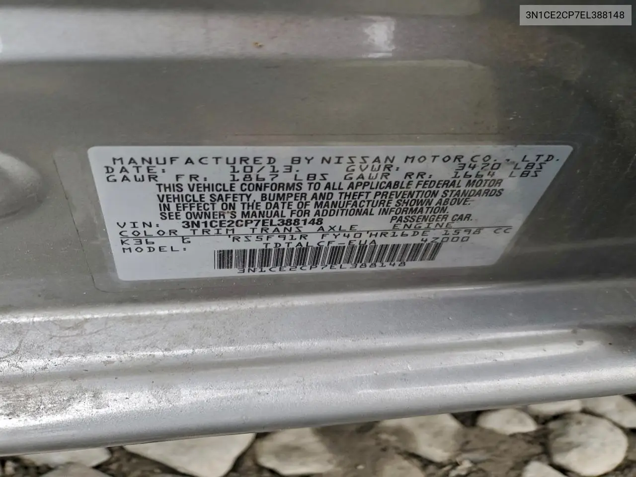 3N1CE2CP7EL388148 2014 Nissan Versa Note S