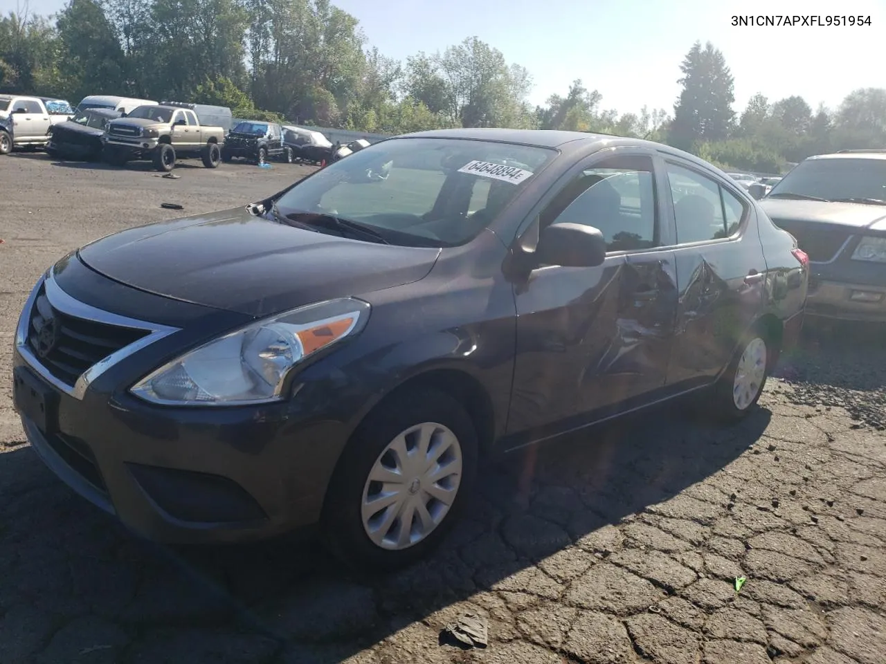 2015 Nissan Versa S VIN: 3N1CN7APXFL951954 Lot: 64648894