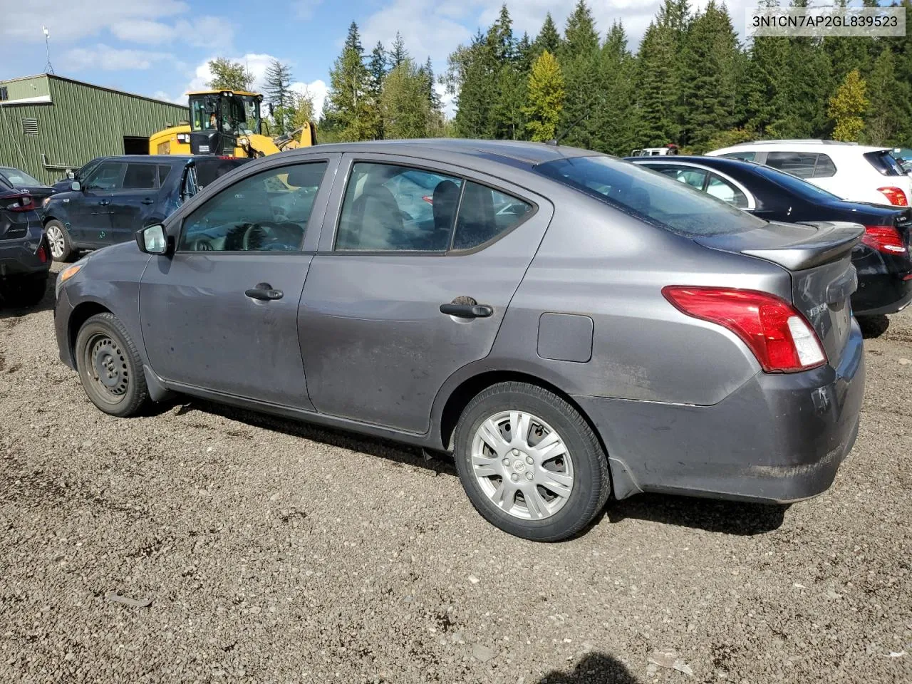 2016 Nissan Versa S VIN: 3N1CN7AP2GL839523 Lot: 72926694