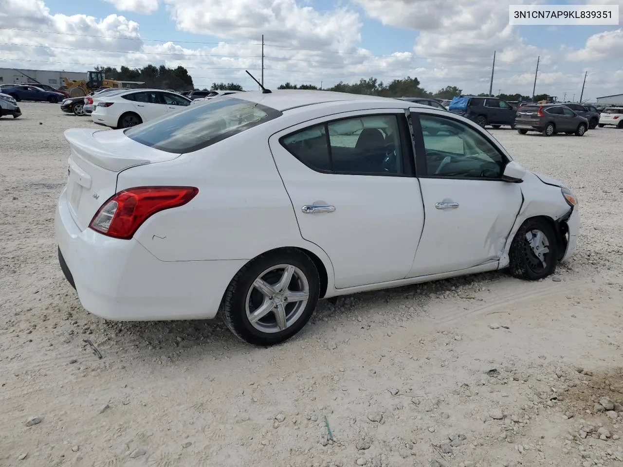 2019 Nissan Versa S VIN: 3N1CN7AP9KL839351 Lot: 71940404