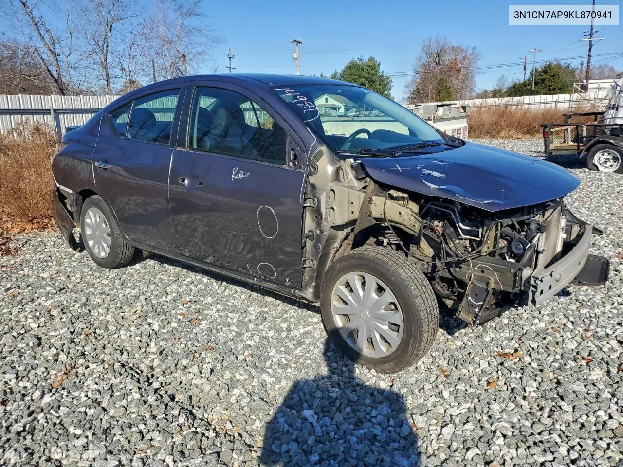 3N1CN7AP9KL870941 2019 Nissan Versa S
