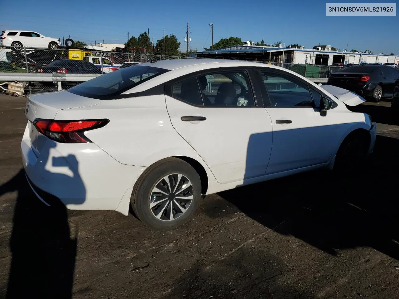 2021 Nissan Versa S VIN: 3N1CN8DV6ML821926 Lot: 71052834