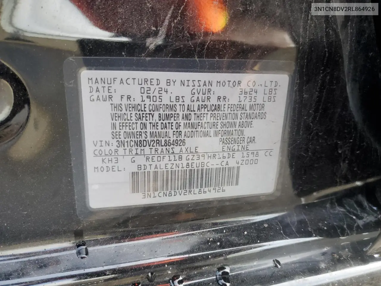 3N1CN8DV2RL864926 2024 Nissan Versa S