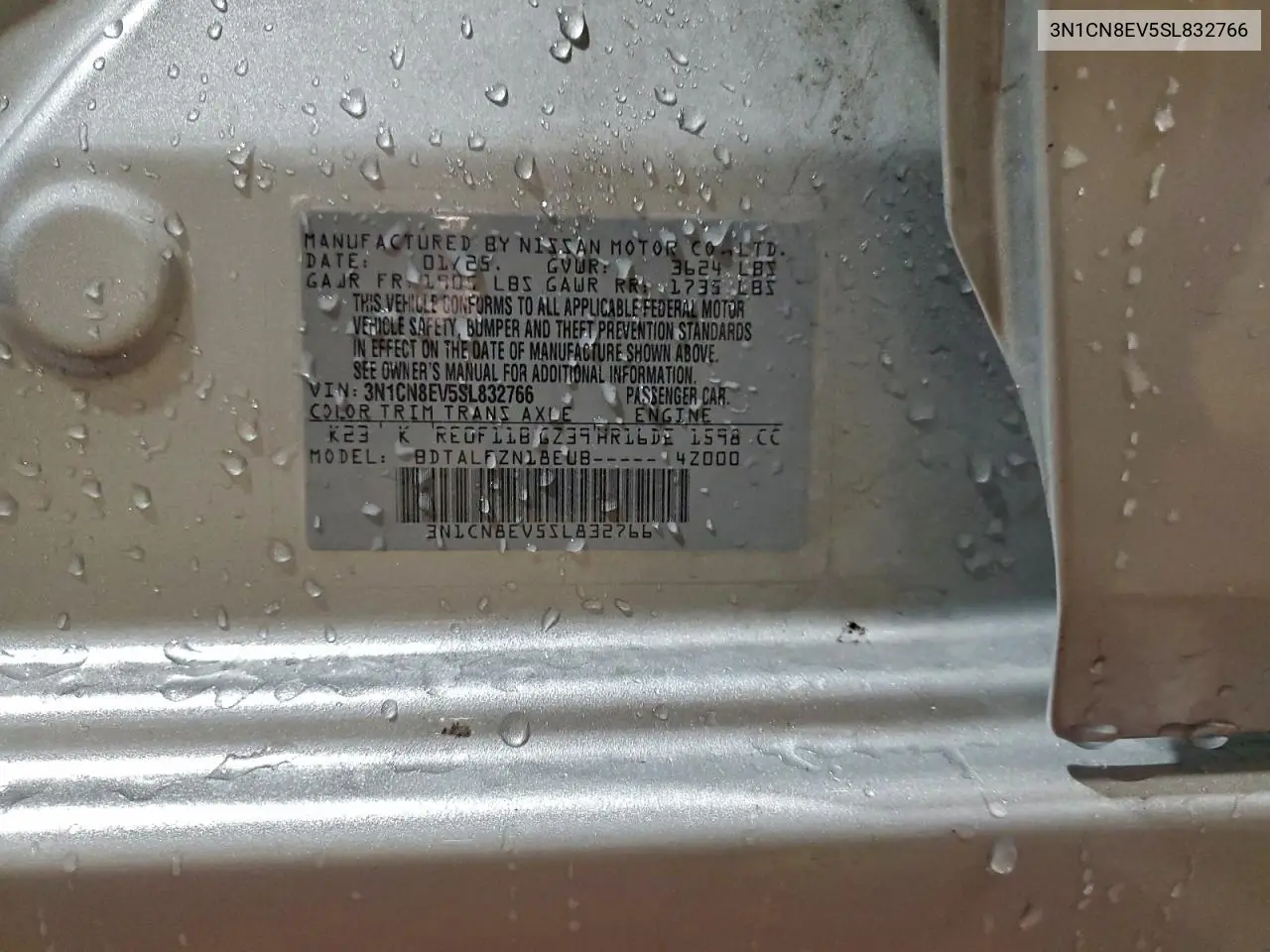 3N1CN8EV5SL832766 2025 Nissan Versa Sv