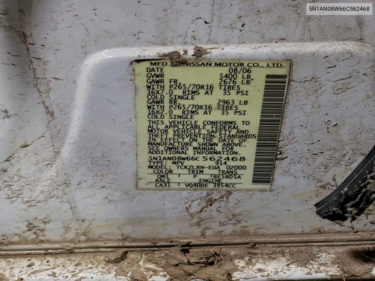 5N1AN08W66C562468 2006 Nissan Xterra Off Road