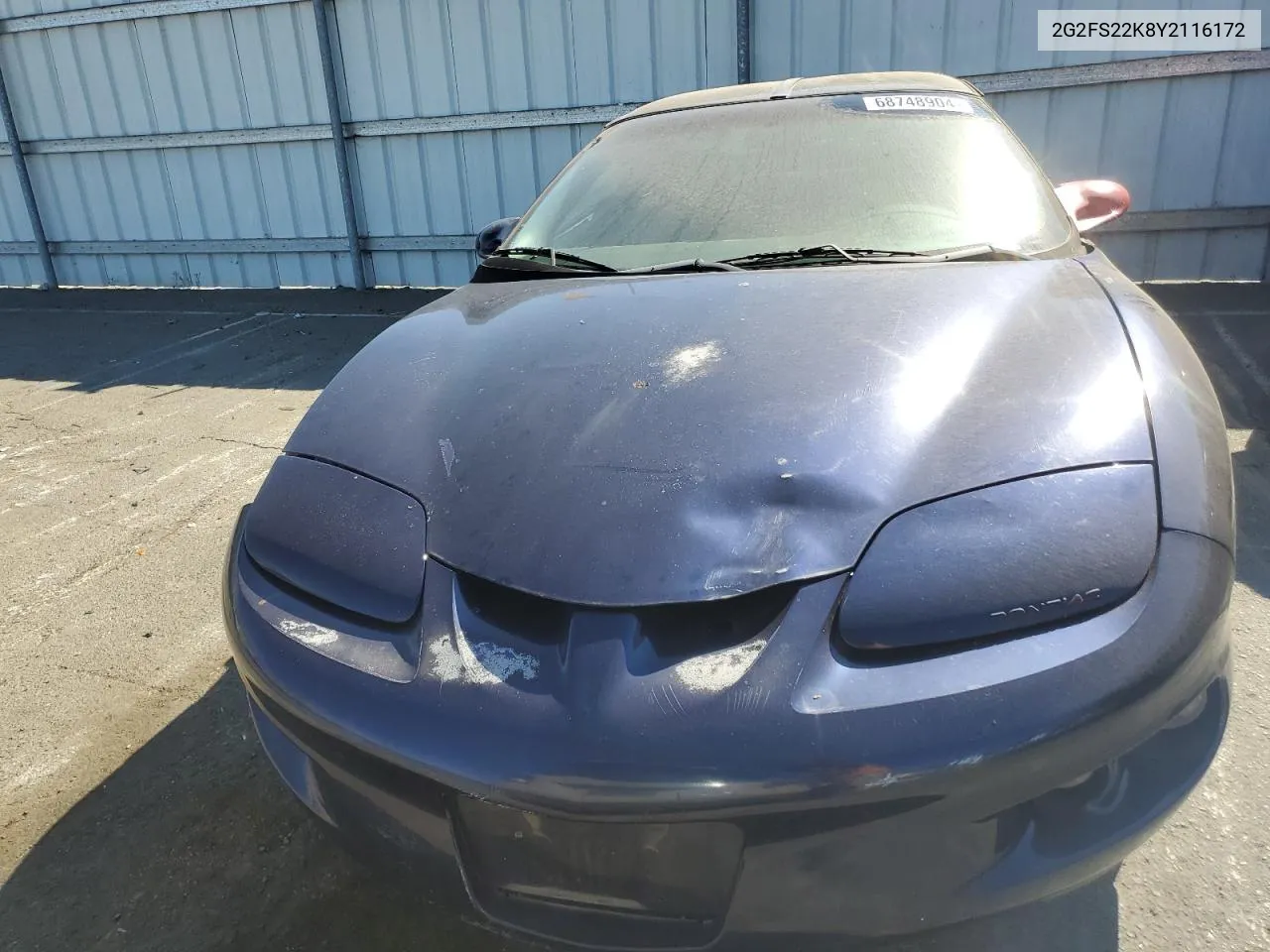 2000 Pontiac Firebird VIN: 2G2FS22K8Y2116172 Lot: 68748904