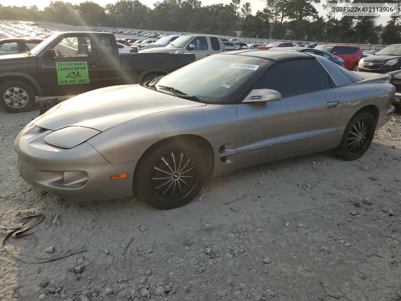 2001 Pontiac Firebird VIN: 2G2FS22K412113906 Lot: 72460364