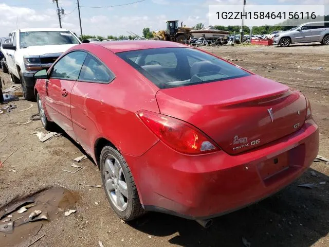 2006 Pontiac G6 Gt VIN: 1G2ZH158464156116 Lot: 49139244