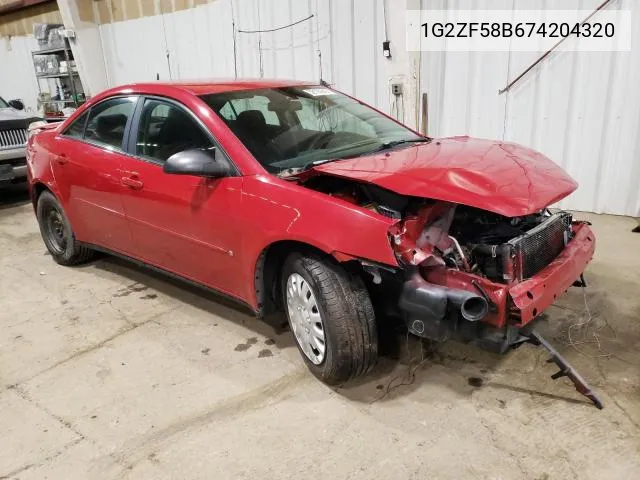 1G2ZF58B674204320 2007 Pontiac G6 Value Leader