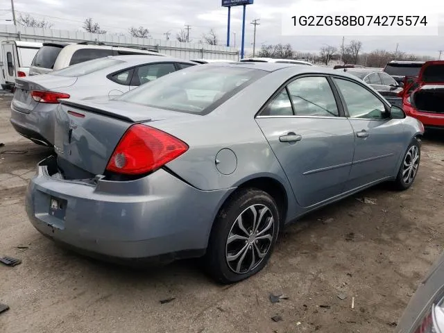 2007 Pontiac G6 Base VIN: 1G2ZG58B074275574 Lot: 54339443