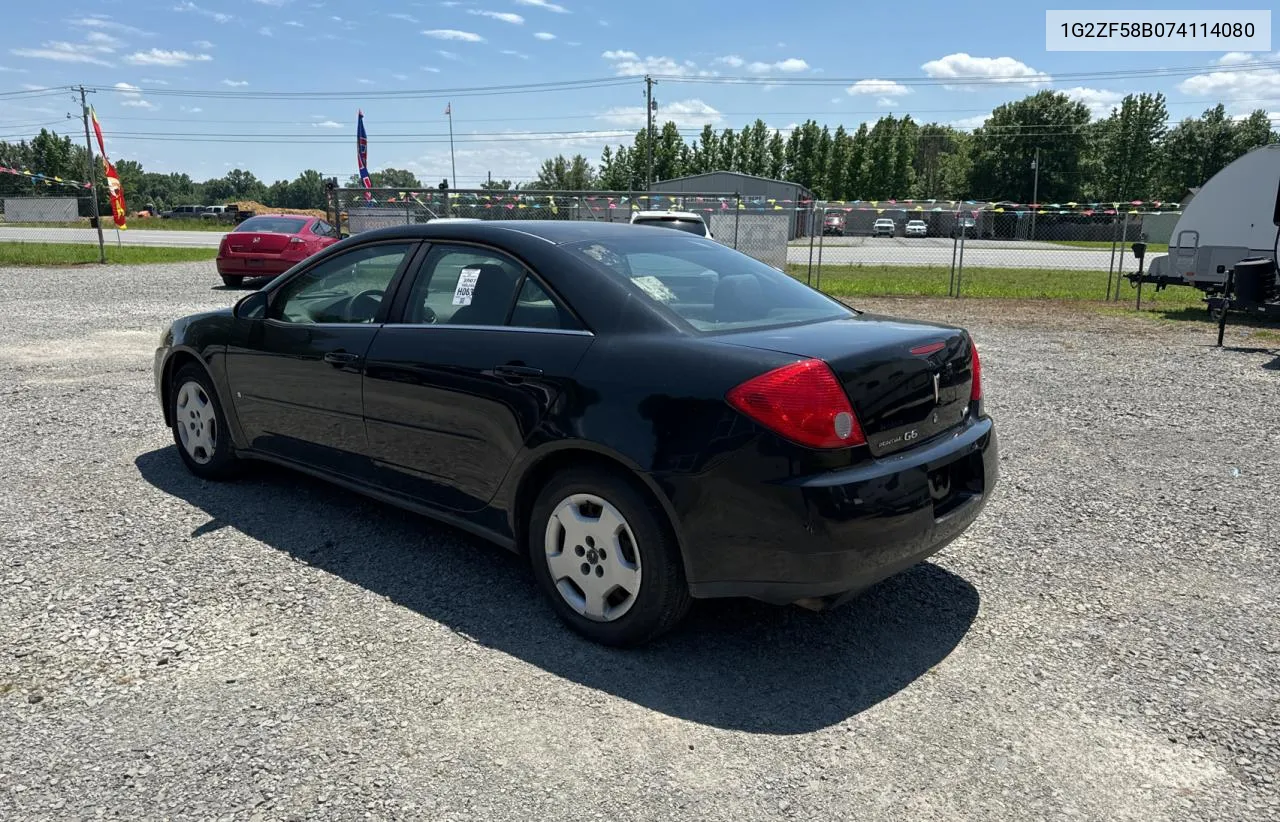 2007 Pontiac G6 Value Leader VIN: 1G2ZF58B074114080 Lot: 55908214