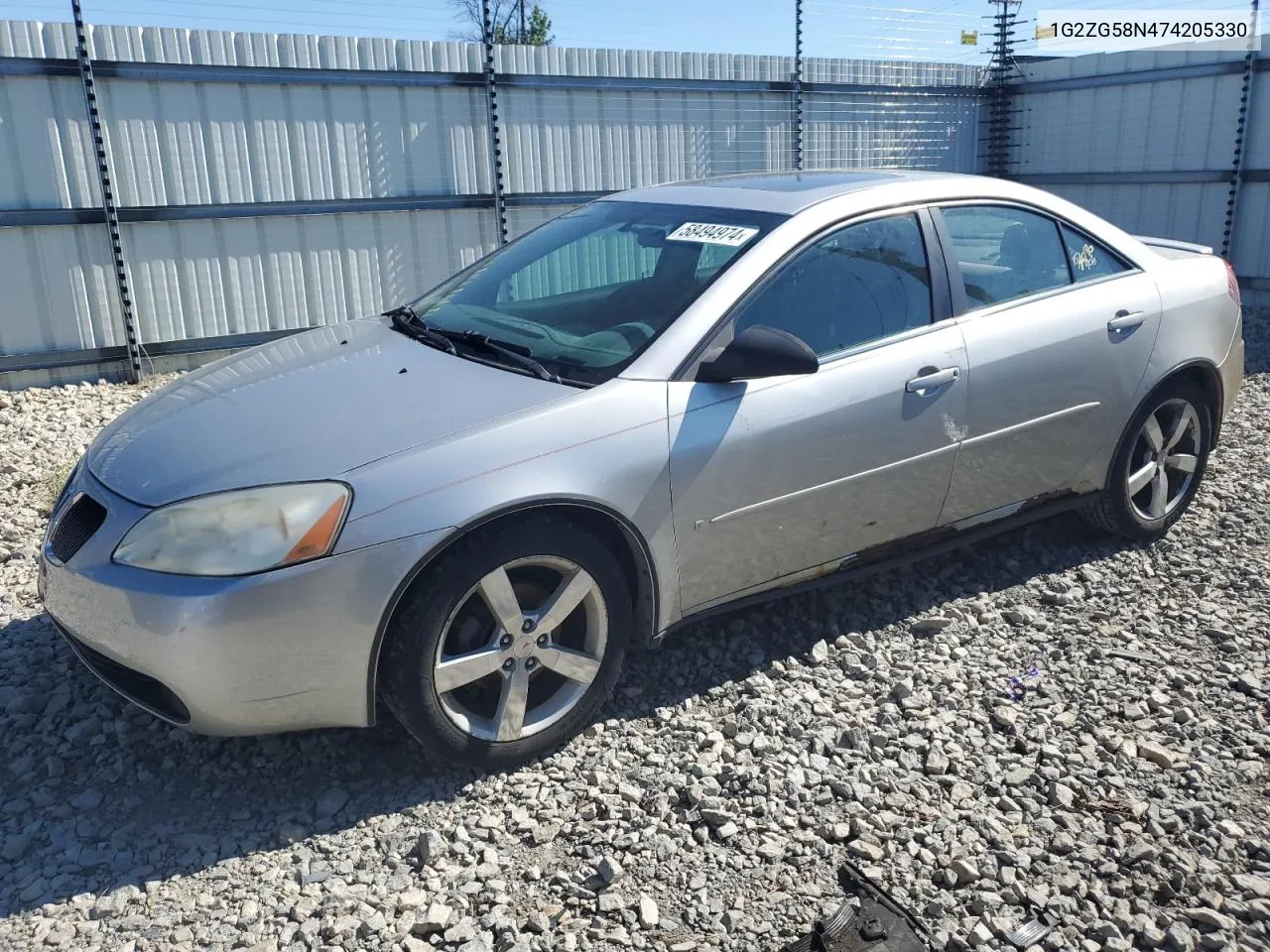 2007 Pontiac G6 Base VIN: 1G2ZG58N474205330 Lot: 58494974