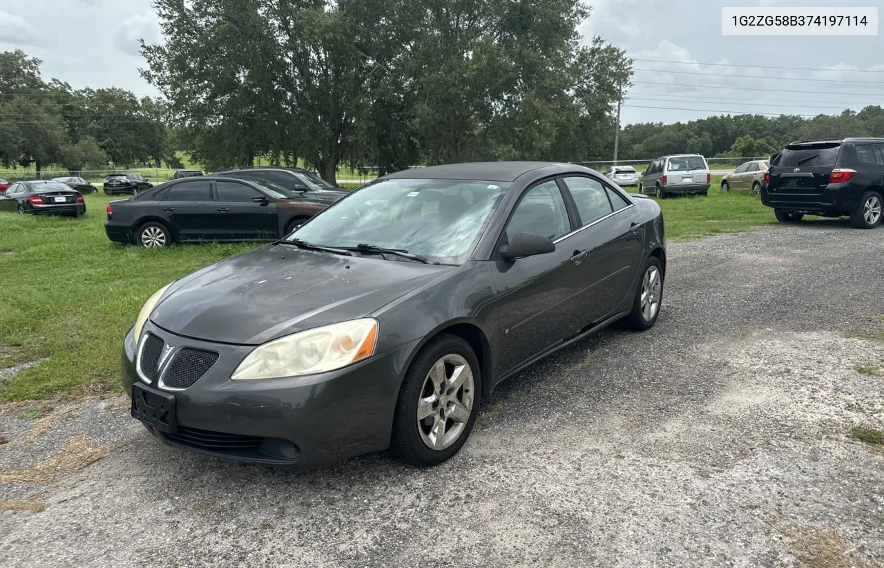 2007 Pontiac G6 Base VIN: 1G2ZG58B374197114 Lot: 62876864