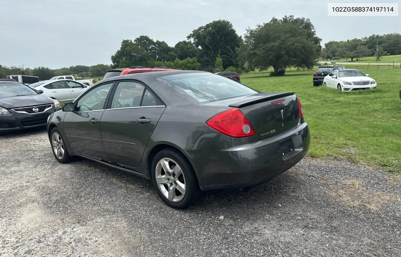 2007 Pontiac G6 Base VIN: 1G2ZG58B374197114 Lot: 62876864