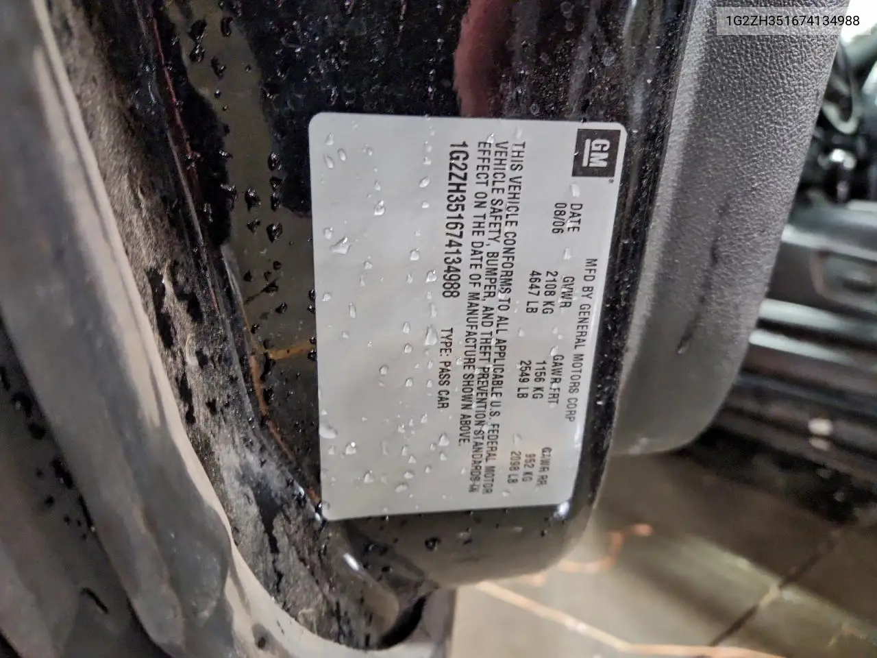 1G2ZH351674134988 2007 Pontiac G6 Gt