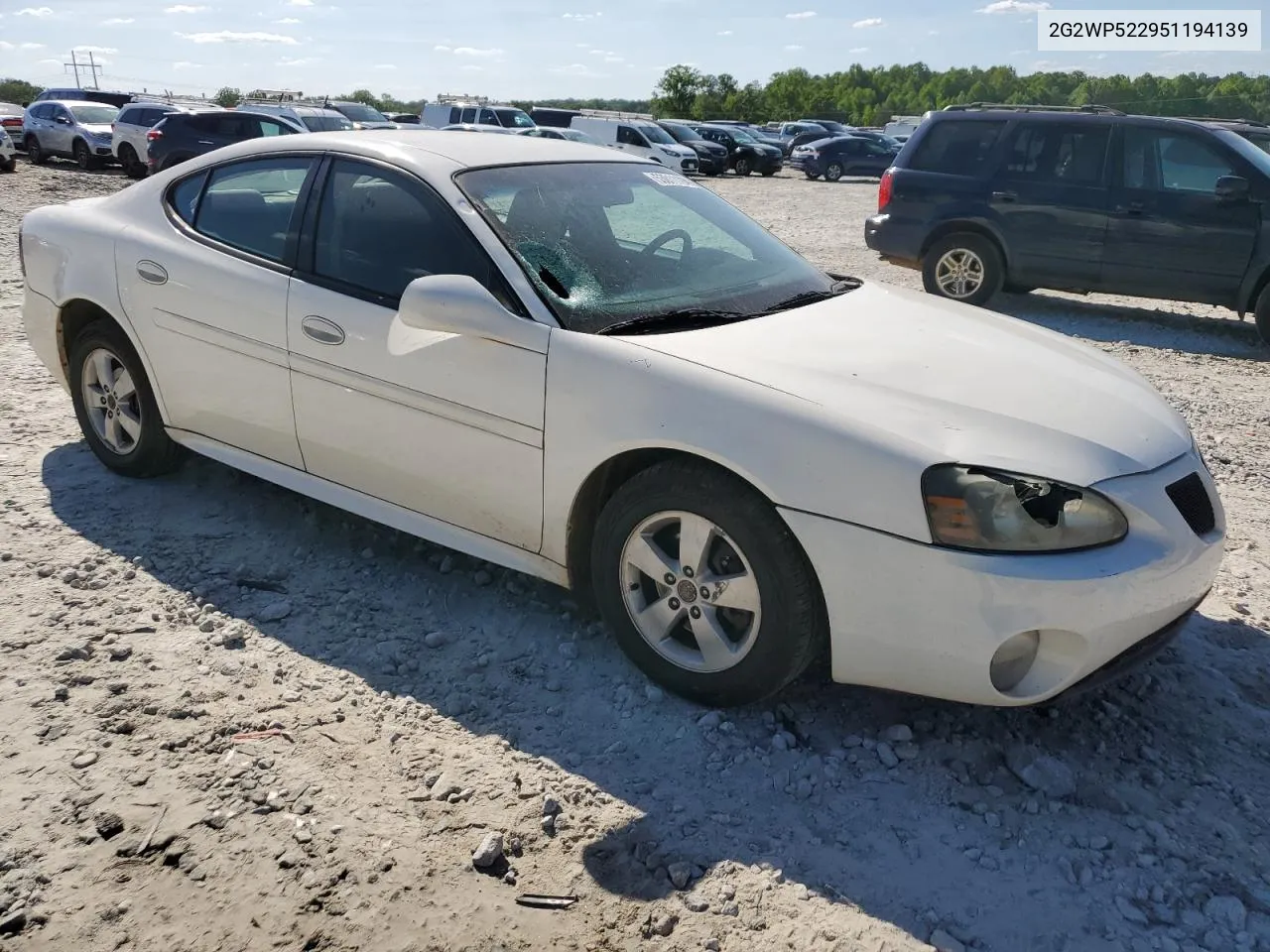 2005 Pontiac Grand Prix VIN: 2G2WP522951194139 Lot: 53011194