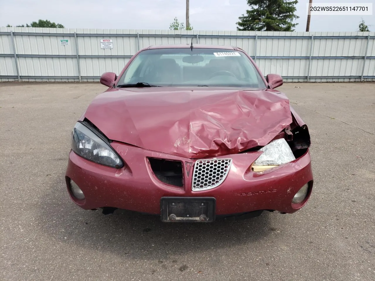 2005 Pontiac Grand Prix Gt VIN: 2G2WS522651147701 Lot: 61740224