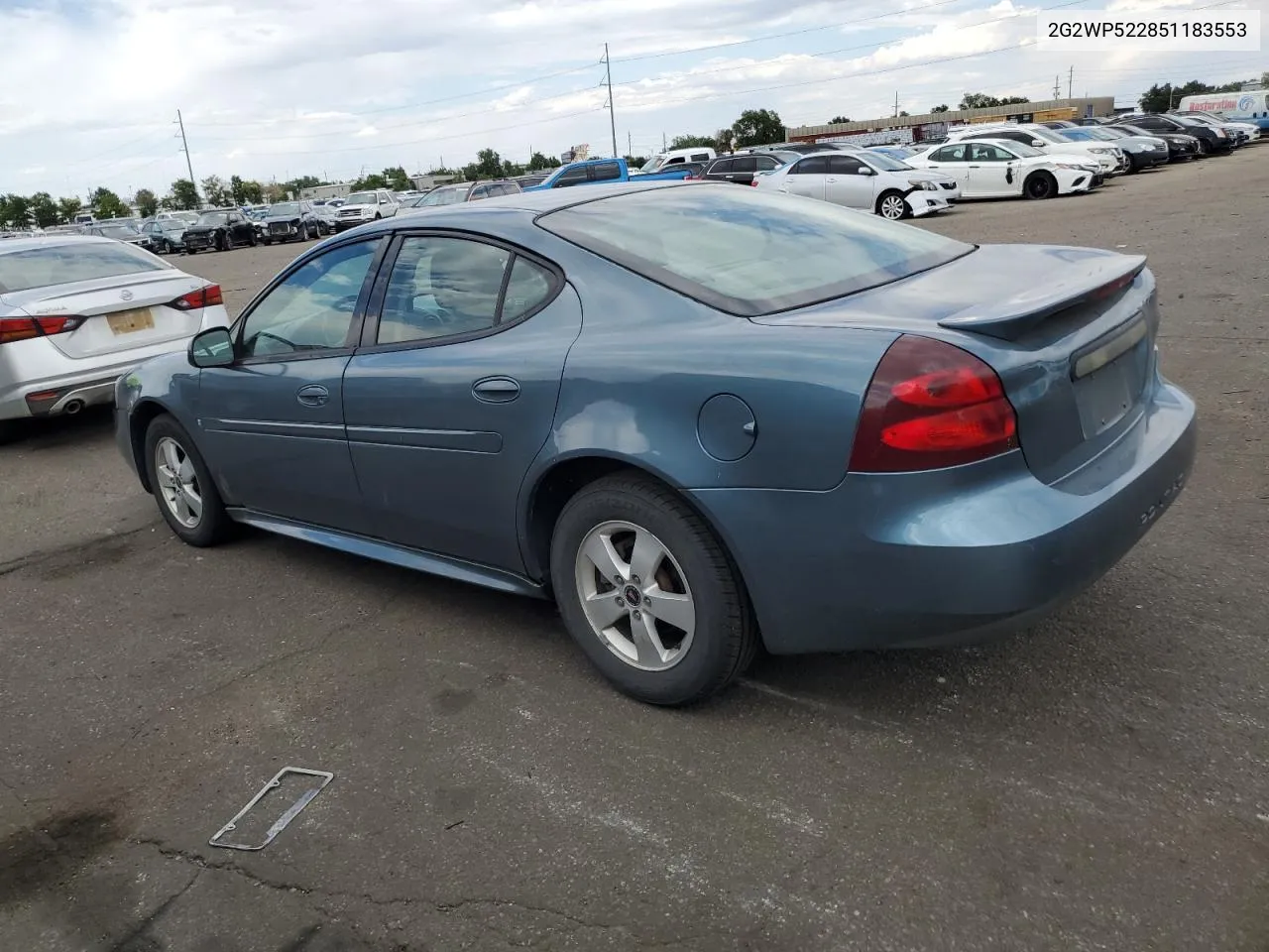 2005 Pontiac Grand Prix VIN: 2G2WP522851183553 Lot: 62632954