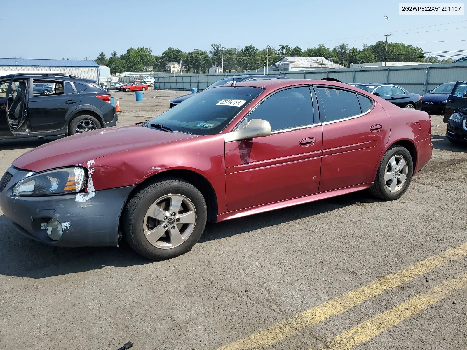 2005 Pontiac Grand Prix VIN: 2G2WP522X51291107 Lot: 65934134