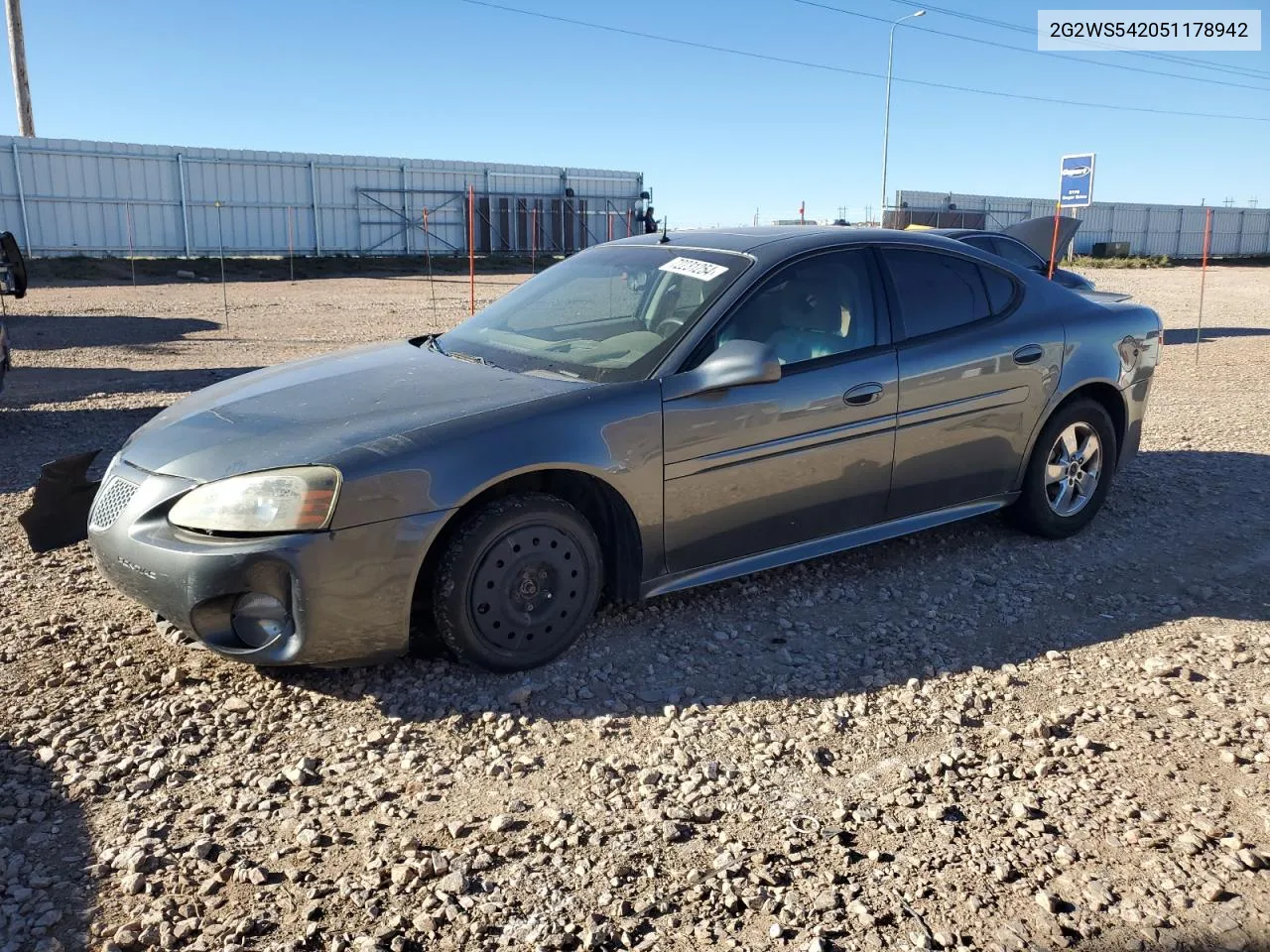 2005 Pontiac Grand Prix Gt VIN: 2G2WS542051178942 Lot: 72231254