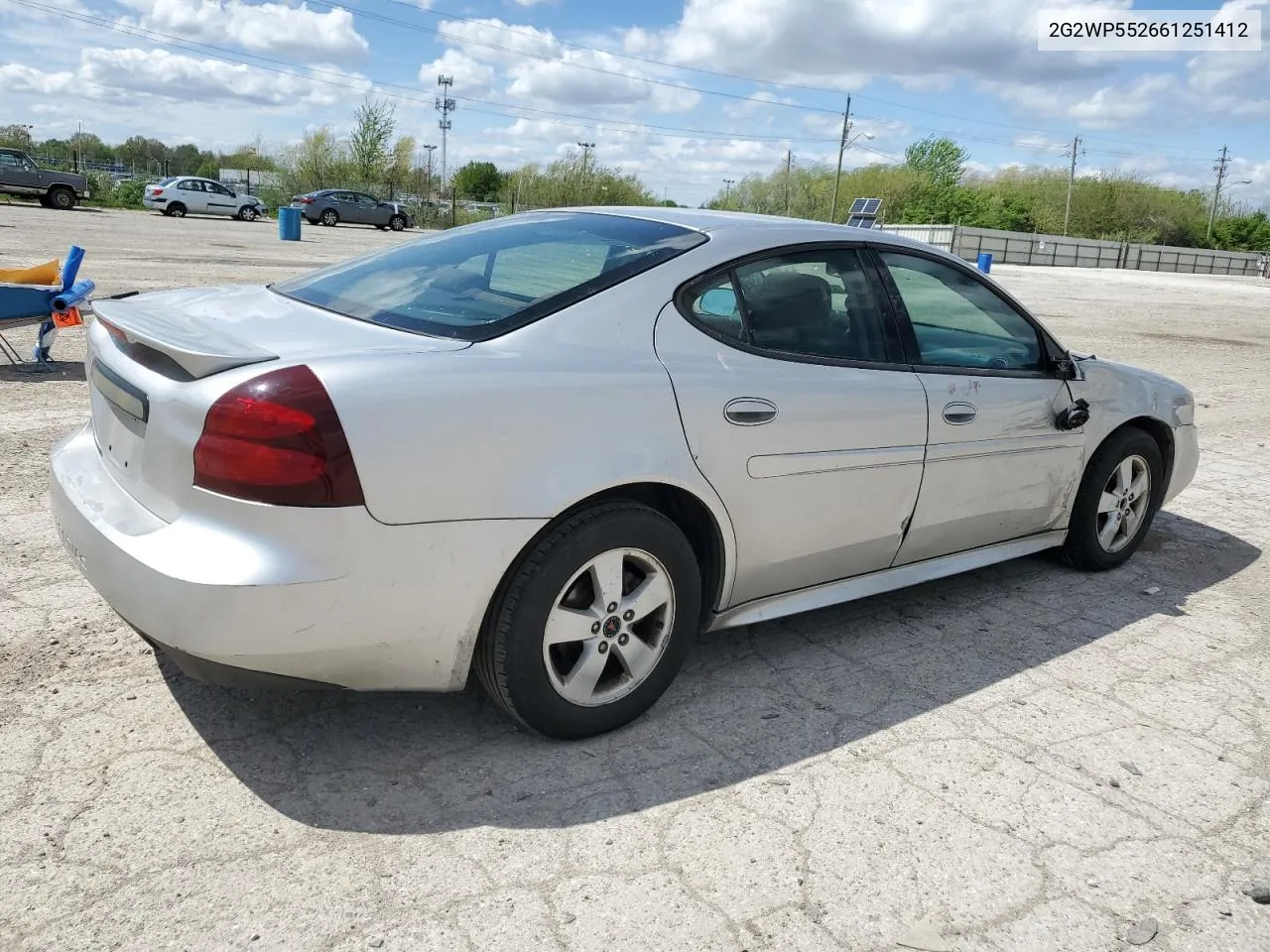 2006 Pontiac Grand Prix VIN: 2G2WP552661251412 Lot: 50903434