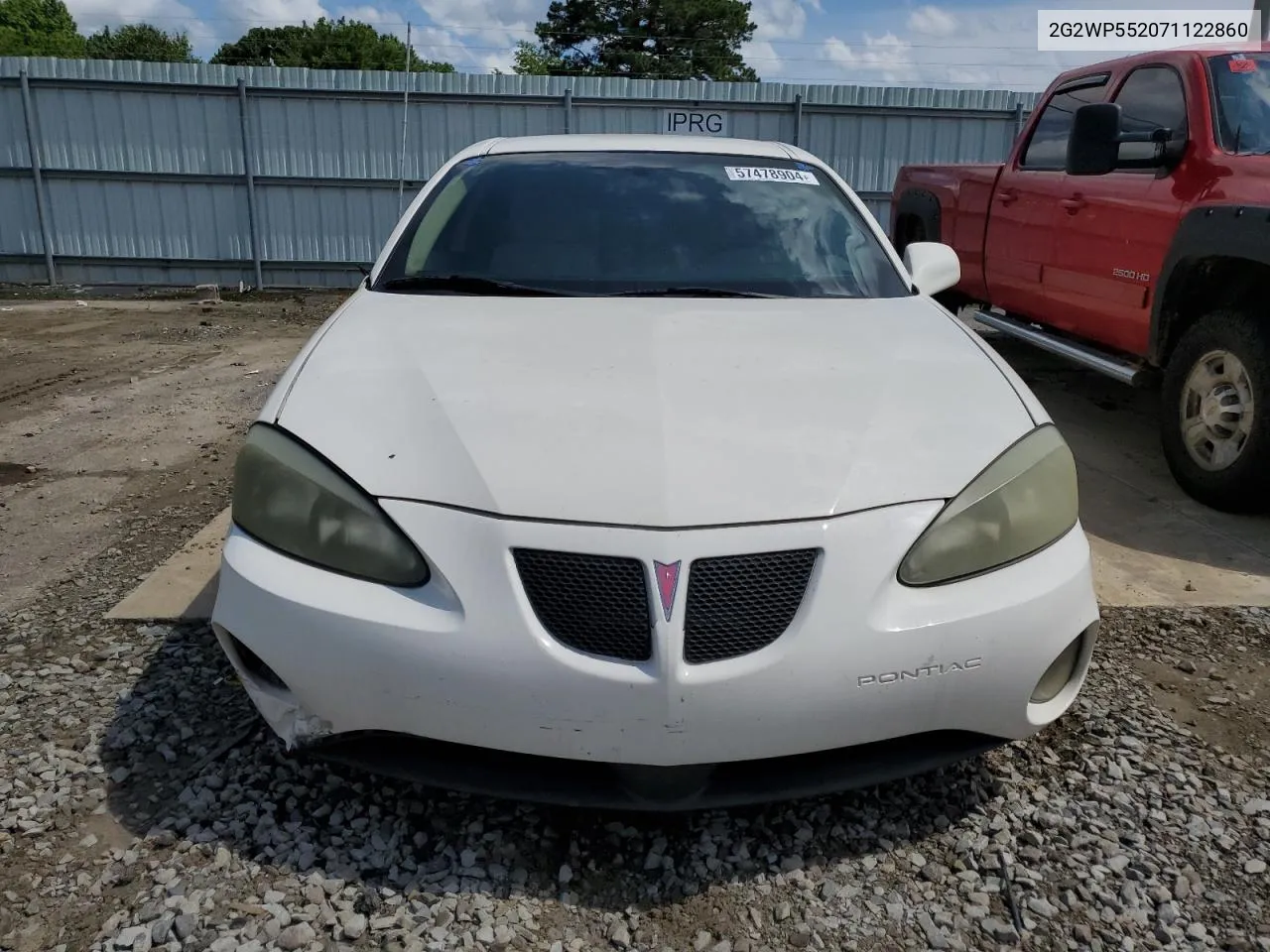 2007 Pontiac Grand Prix VIN: 2G2WP552071122860 Lot: 57478904