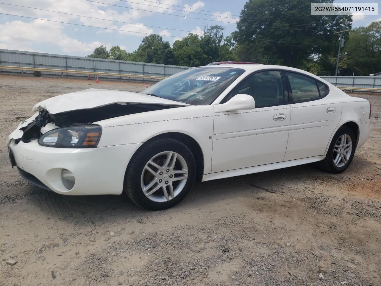 2007 Pontiac Grand Prix Gt VIN: 2G2WR554071191415 Lot: 60373874