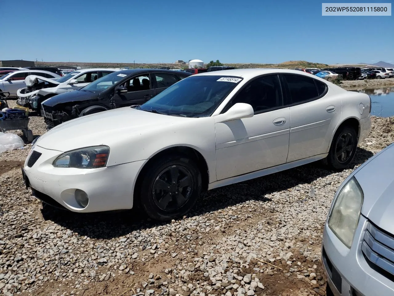 2008 Pontiac Grand Prix VIN: 2G2WP552081115800 Lot: 57748514