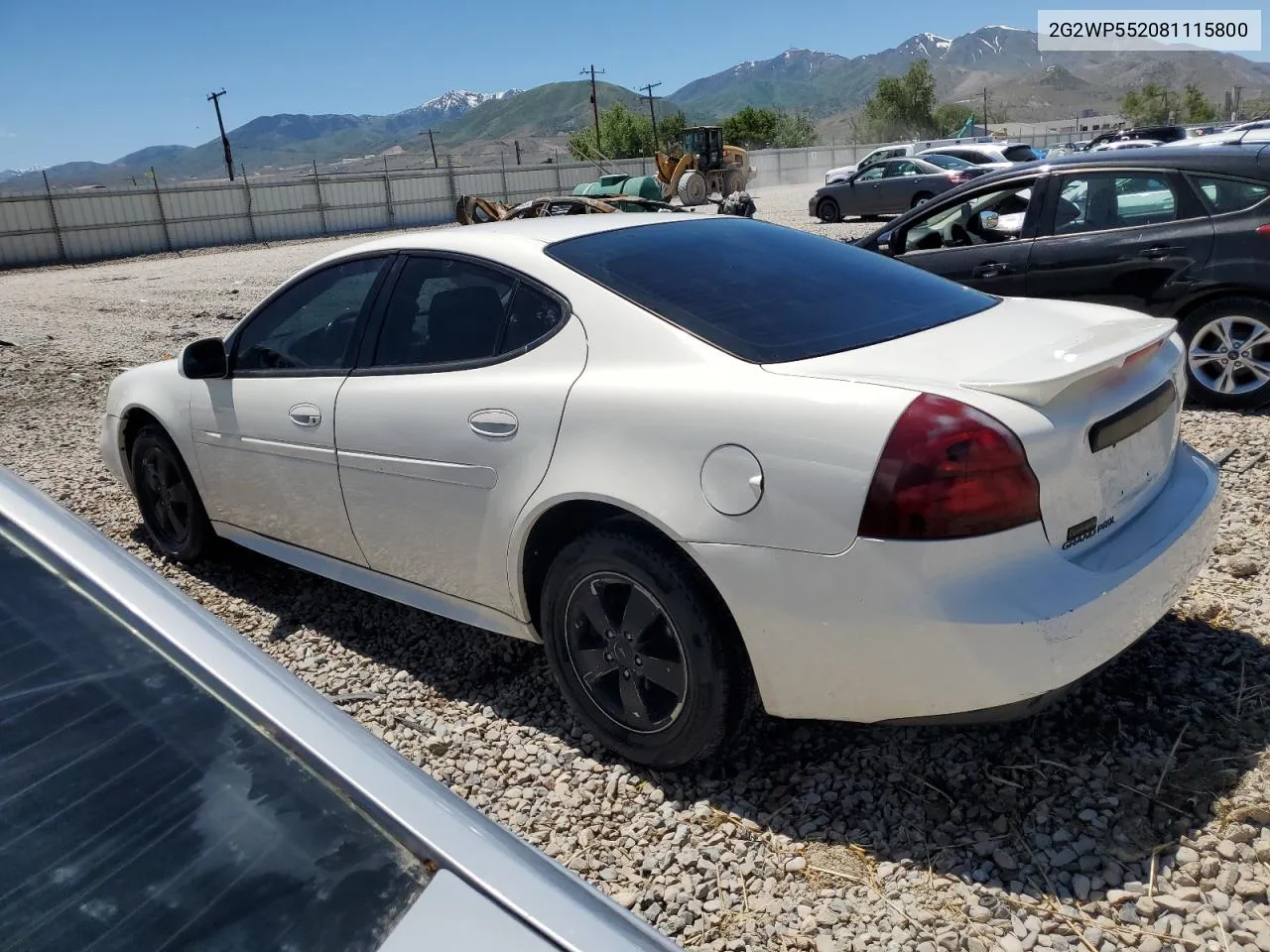 2008 Pontiac Grand Prix VIN: 2G2WP552081115800 Lot: 57748514