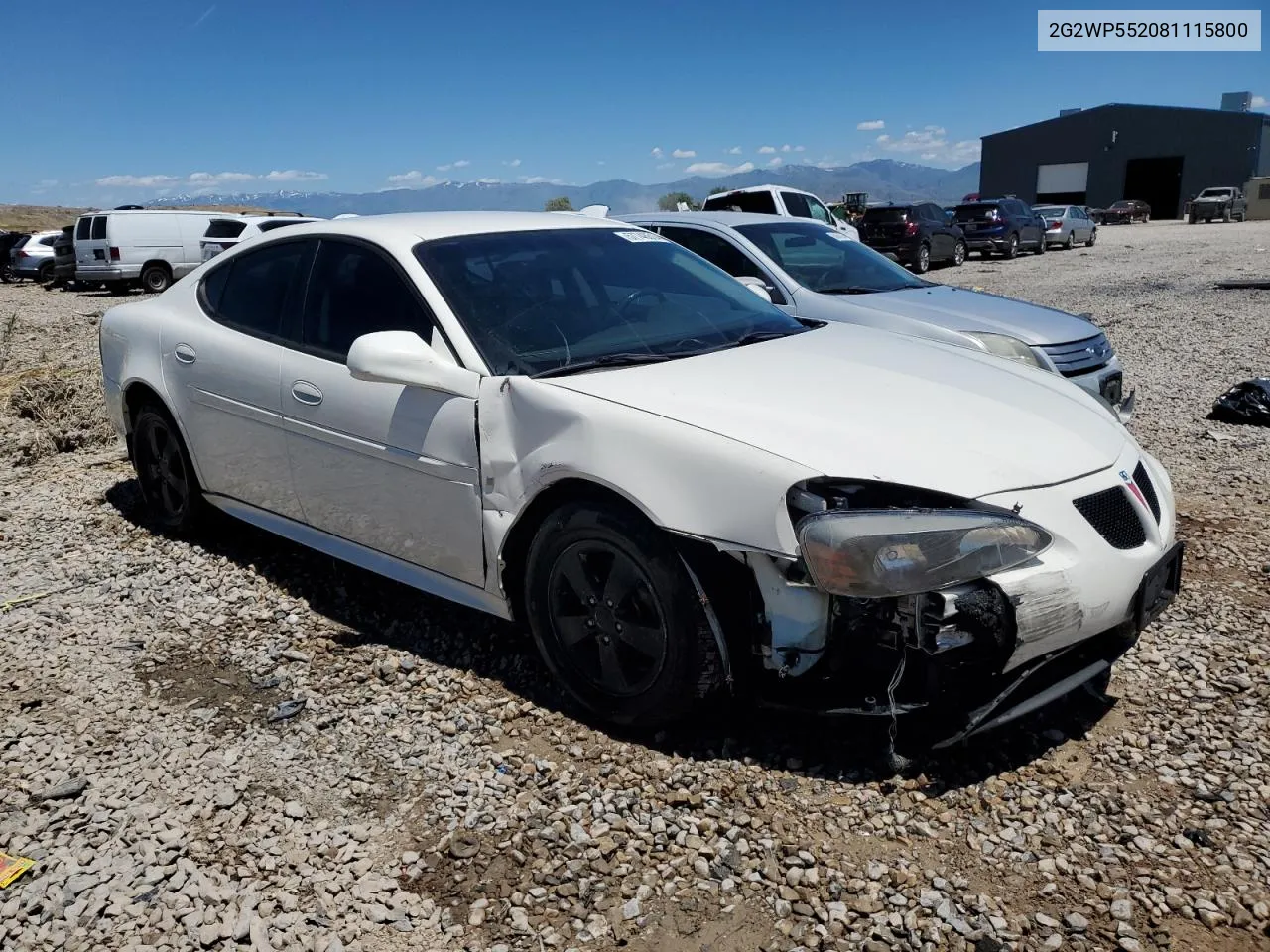 2008 Pontiac Grand Prix VIN: 2G2WP552081115800 Lot: 57748514