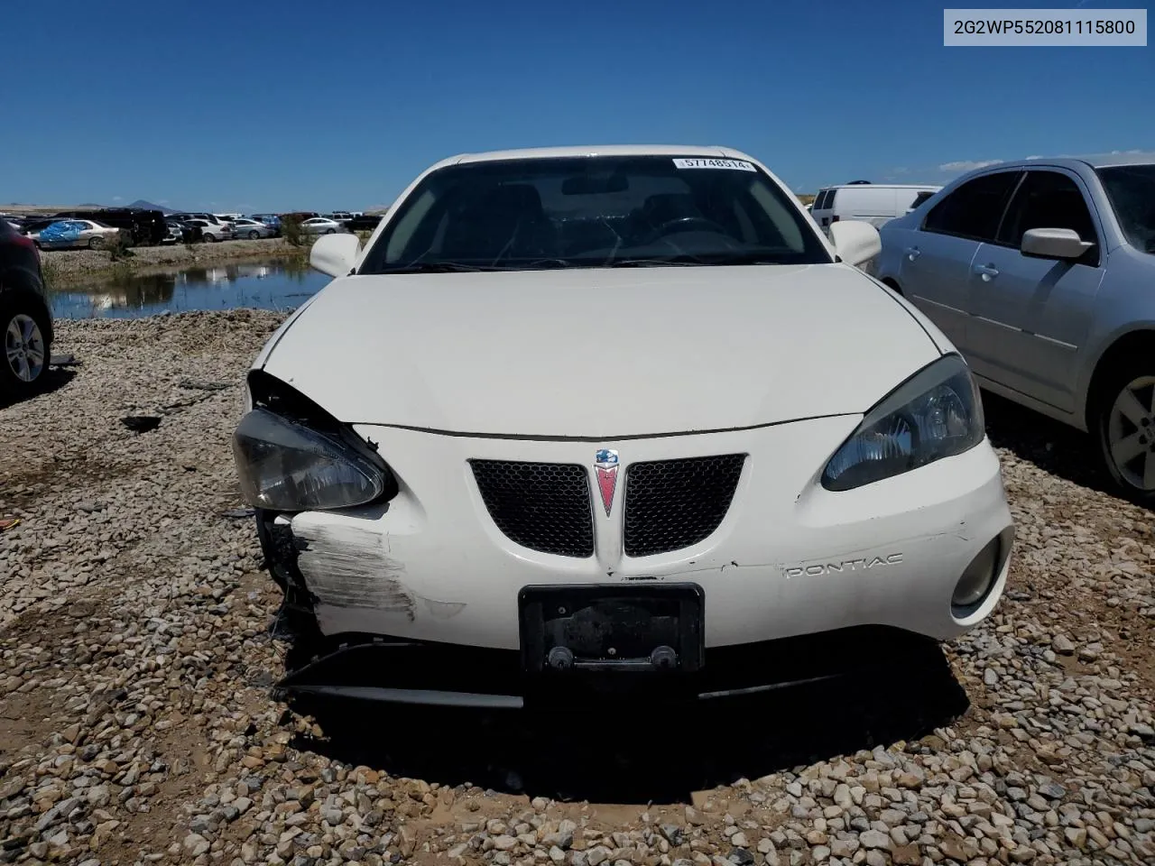 2008 Pontiac Grand Prix VIN: 2G2WP552081115800 Lot: 57748514