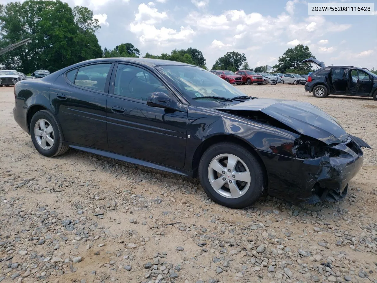 2008 Pontiac Grand Prix VIN: 2G2WP552081116428 Lot: 59288524