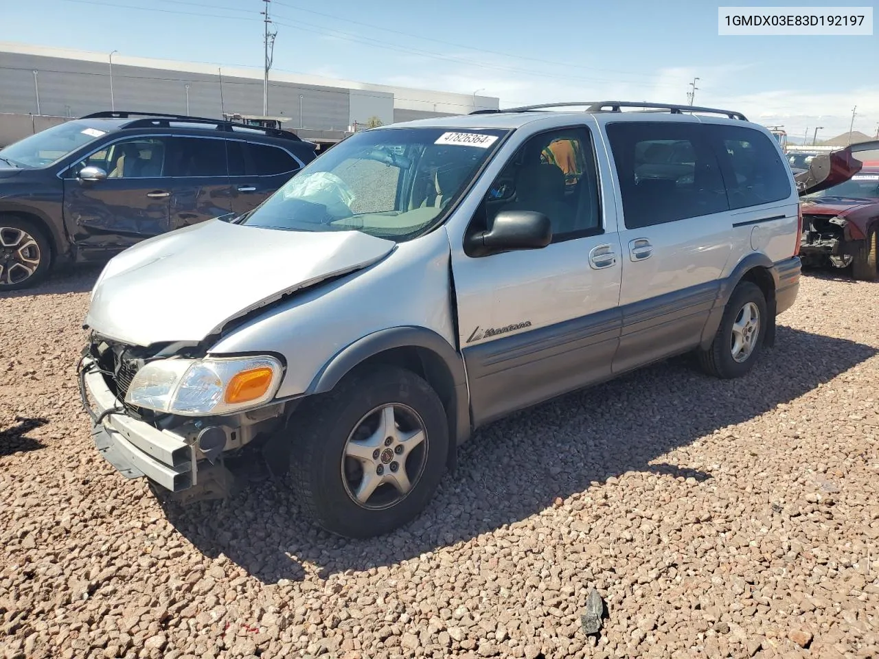 2003 Pontiac Montana VIN: 1GMDX03E83D192197 Lot: 47826364