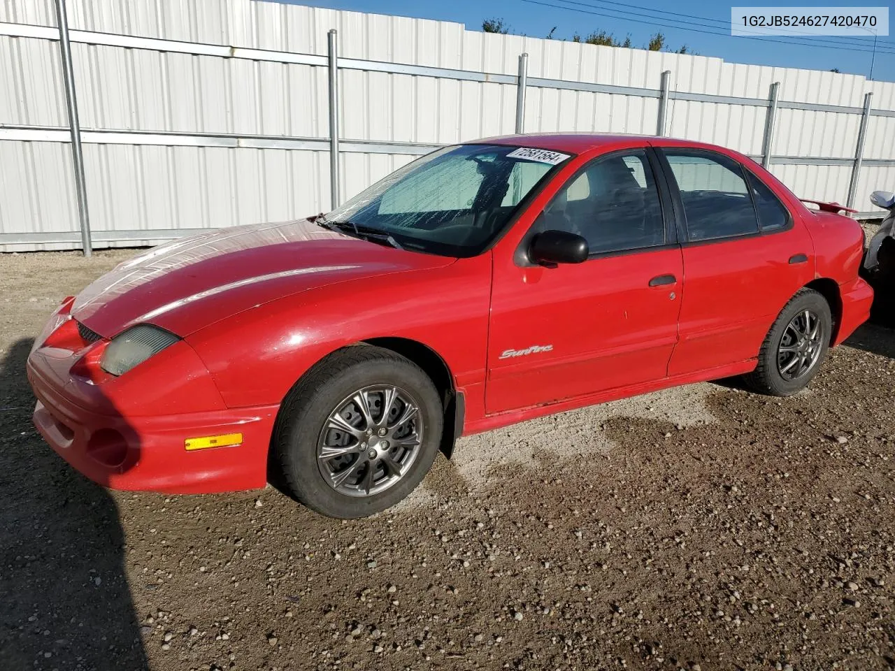 2002 Pontiac Sunfire Se VIN: 1G2JB524627420470 Lot: 72581564