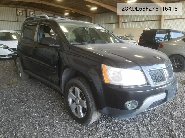 2007 Pontiac Torrent VIN: 2CKDL63F276116418 Lot: 49171364