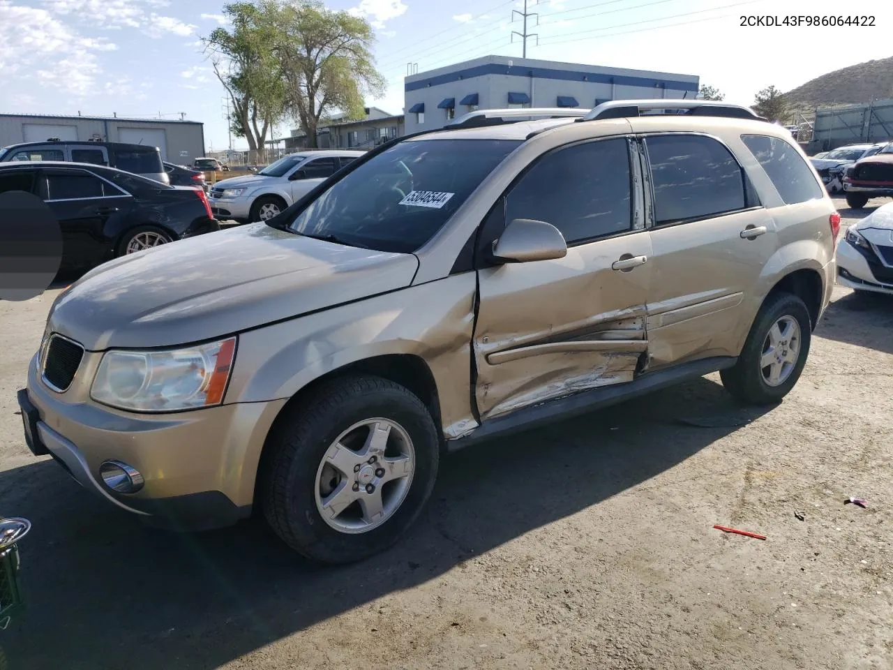 2008 Pontiac Torrent VIN: 2CKDL43F986064422 Lot: 53046544