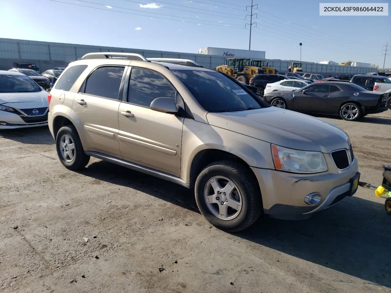 2008 Pontiac Torrent VIN: 2CKDL43F986064422 Lot: 53046544