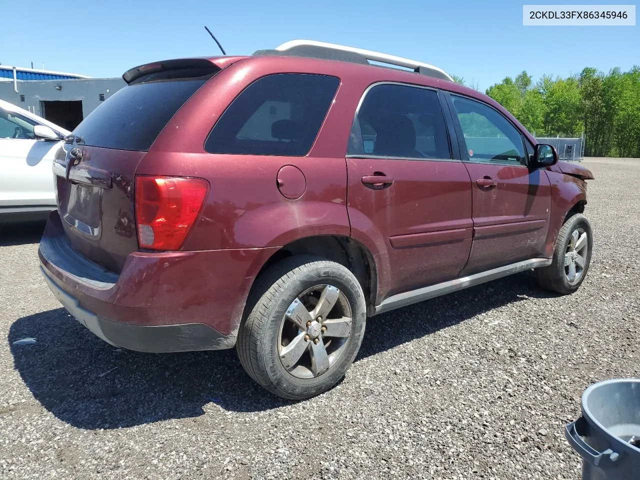 2008 Pontiac Torrent VIN: 2CKDL33FX86345946 Lot: 56045854