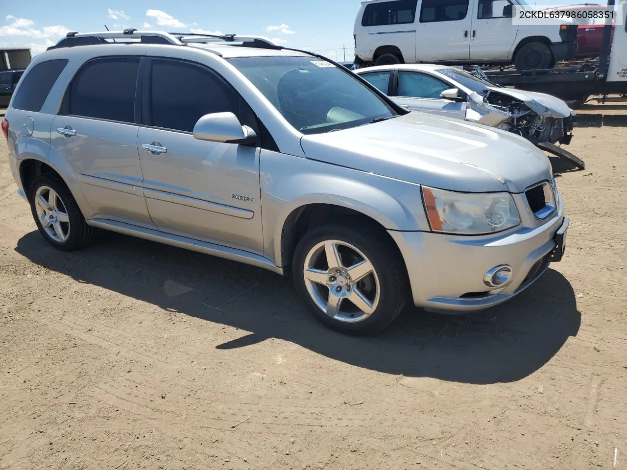 2008 Pontiac Torrent Gxp VIN: 2CKDL637986058351 Lot: 61485234