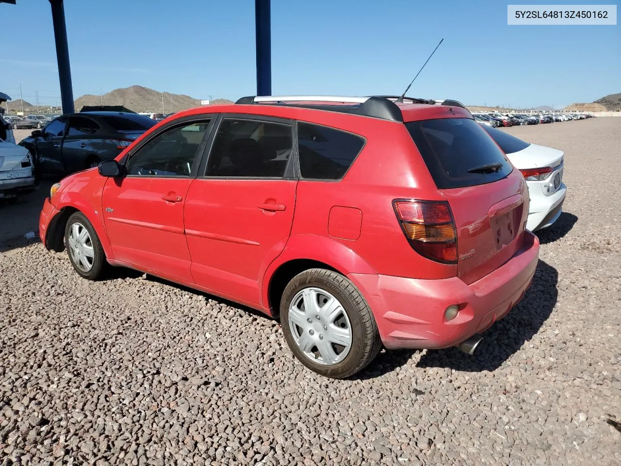 2003 Pontiac Vibe VIN: 5Y2SL64813Z450162 Lot: 58125134