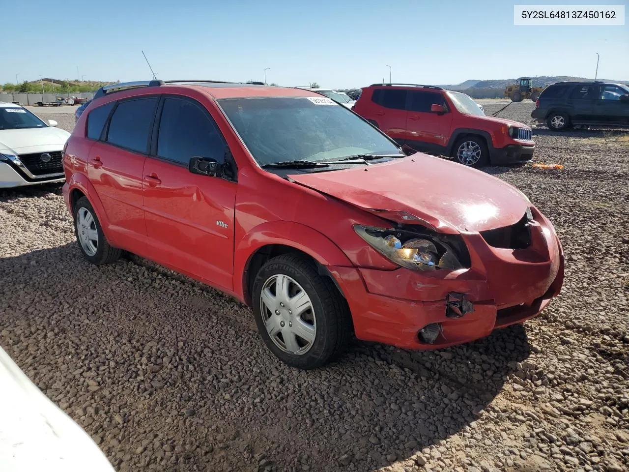 2003 Pontiac Vibe VIN: 5Y2SL64813Z450162 Lot: 58125134