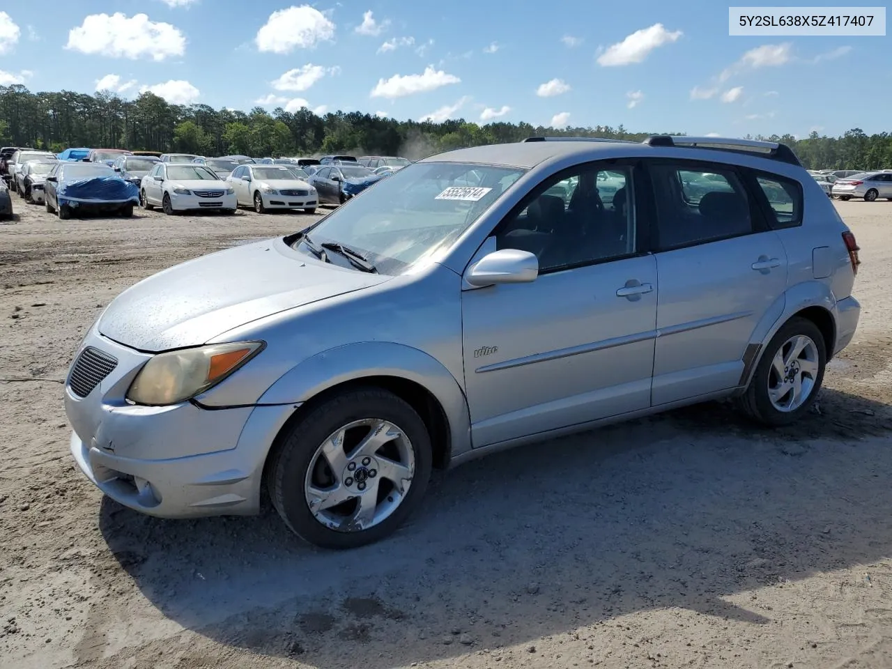 2005 Pontiac Vibe VIN: 5Y2SL638X5Z417407 Lot: 55525614