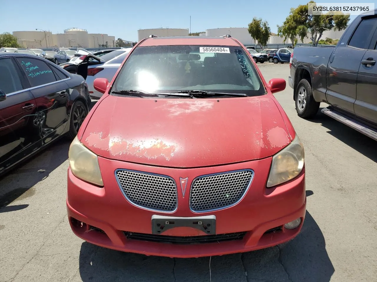 2005 Pontiac Vibe VIN: 5Y2SL63815Z437965 Lot: 58560404