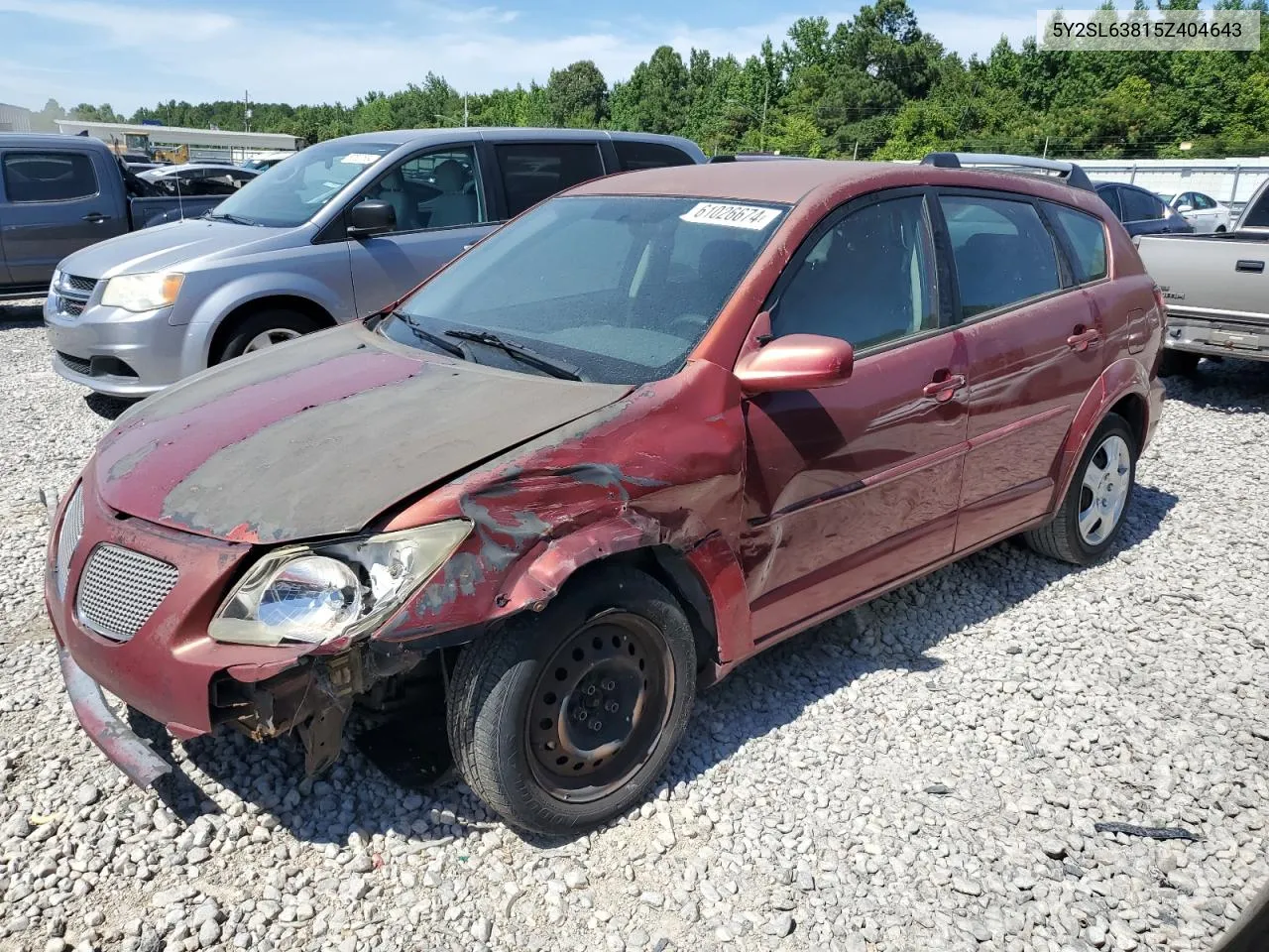 2005 Pontiac Vibe VIN: 5Y2SL63815Z404643 Lot: 61026674