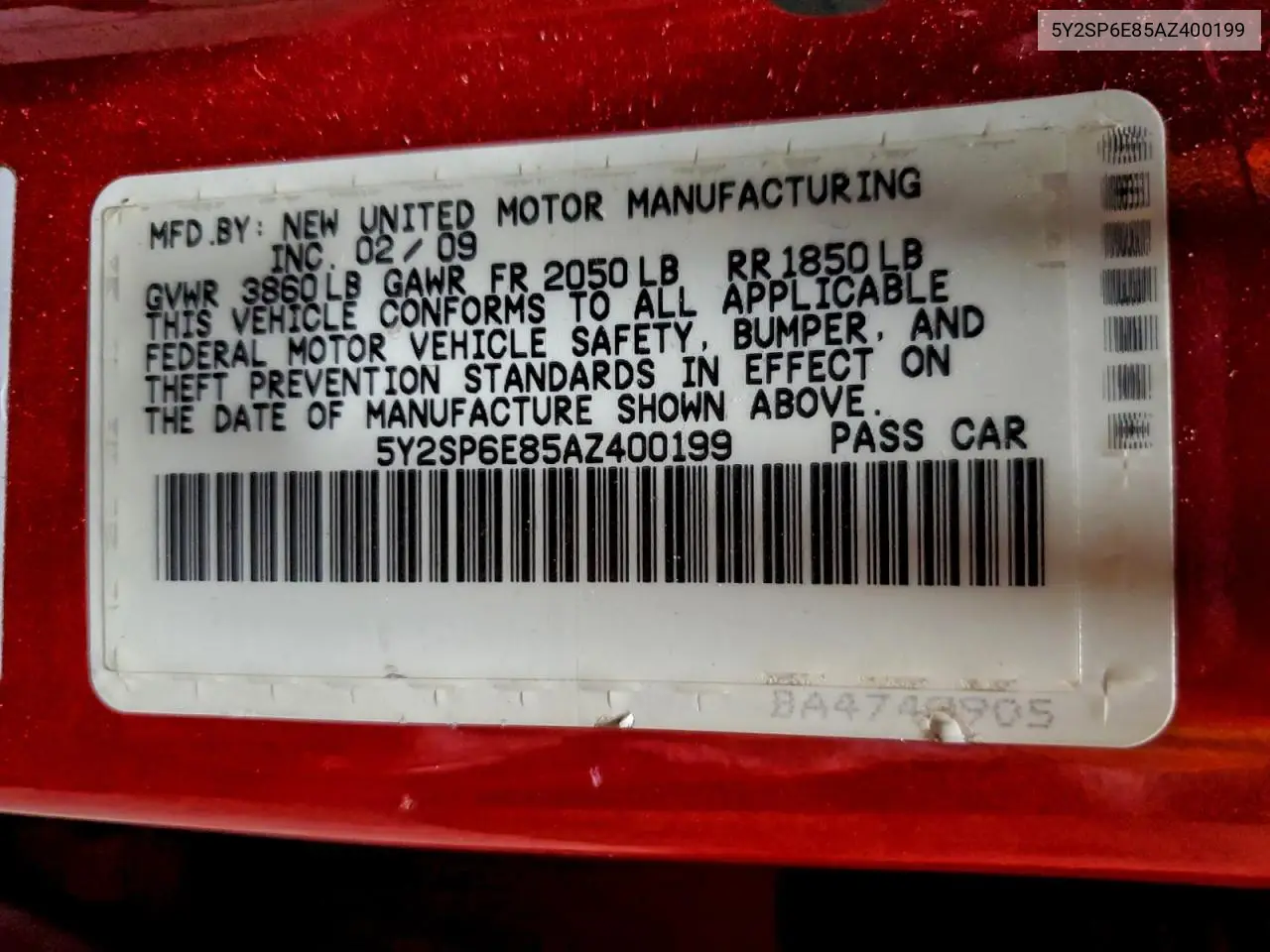 5Y2SP6E85AZ400199 2010 Pontiac Vibe
